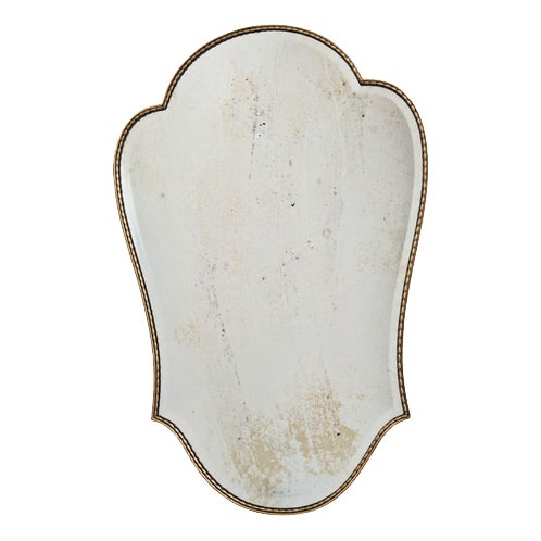 Italian Shield-Shaped Beveled Brass Wall Mirror in the style of Gio Ponti, 1950s For Sale