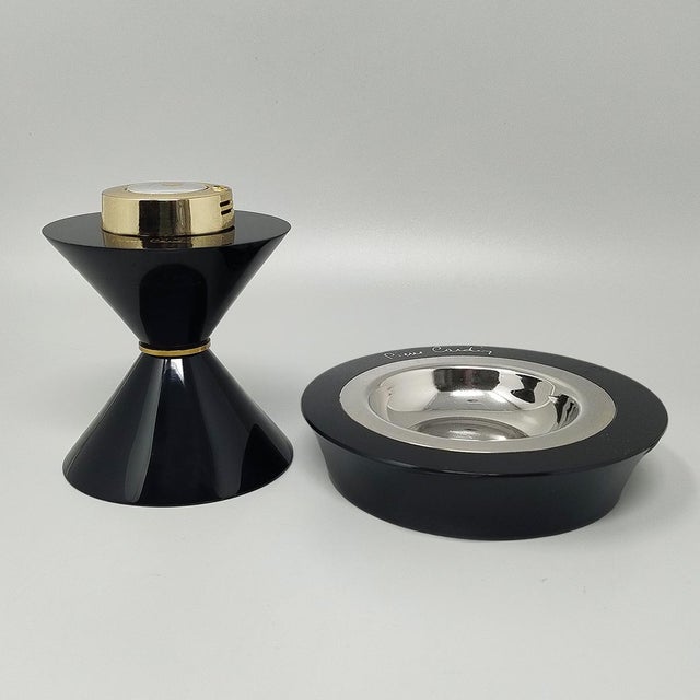 Metal Vintage Black Smoking Set by Pierre Cardin, 1970s, Set of 2 For Sale - Image 7 of 7