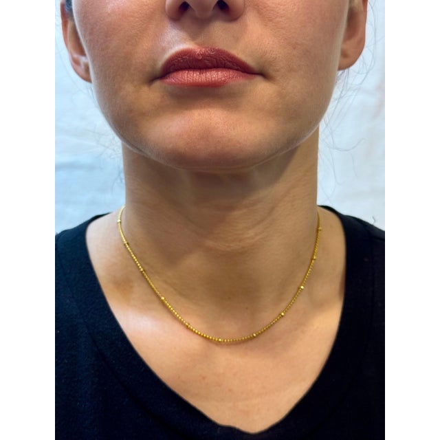 Vintage 18 Karat Yellow Gold 5.4 Gm Ball Station chain Necklace, Italian 15.5" For Sale - Image 14 of 18
