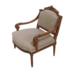 Low Louis XVI Style Armchair in Walnut, Late 19th Century