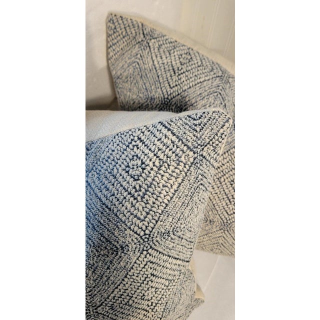 Folk Art Hand Woven Coverlet Pillows -Pair For Sale - Image 3 of 4