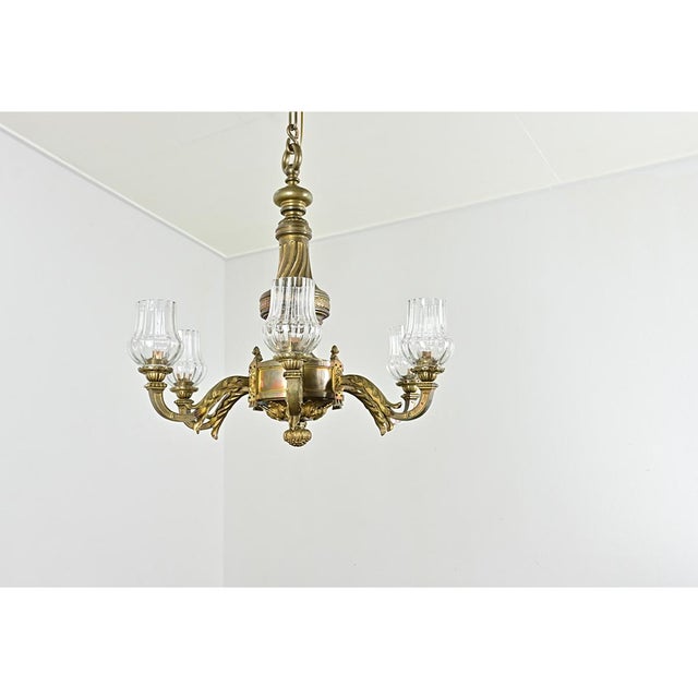 French French 19th Century Bronze & Blown Glass Chandelier For Sale - Image 3 of 15