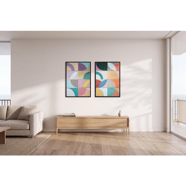 This series of abstract geometric paintings by Natalia Roman draws its inspiration from the sleek grids and curves of...