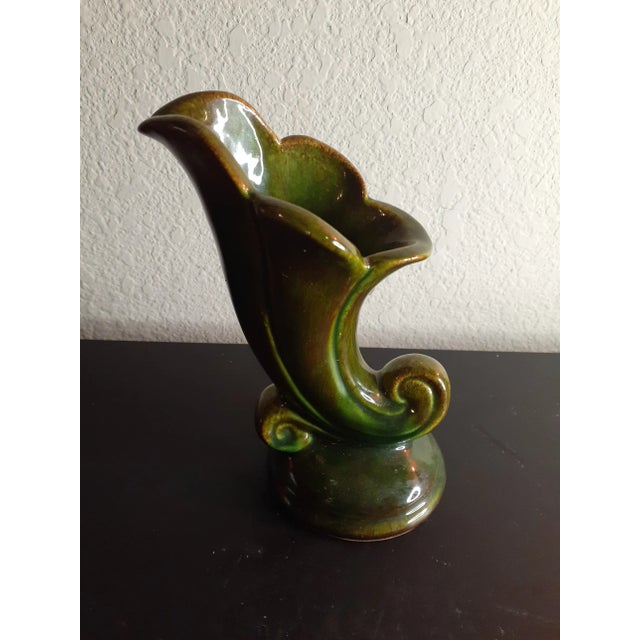 Vintage Red Wing Green Cornucopia Vase Chairish