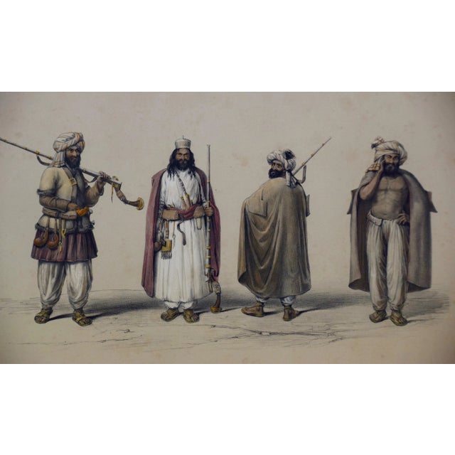 Mid 19th Century A Pair of 19th C. Engravings Depicting the Costumes and Weapons of Afghani Men by Dr. James Atkinson, 1843 For Sale - Image 5 of 11