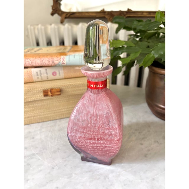 Murano Vintage Italian Murano Glass Pink and Blue Perfume Bottle With Stopper For Sale - Image 4 of 6