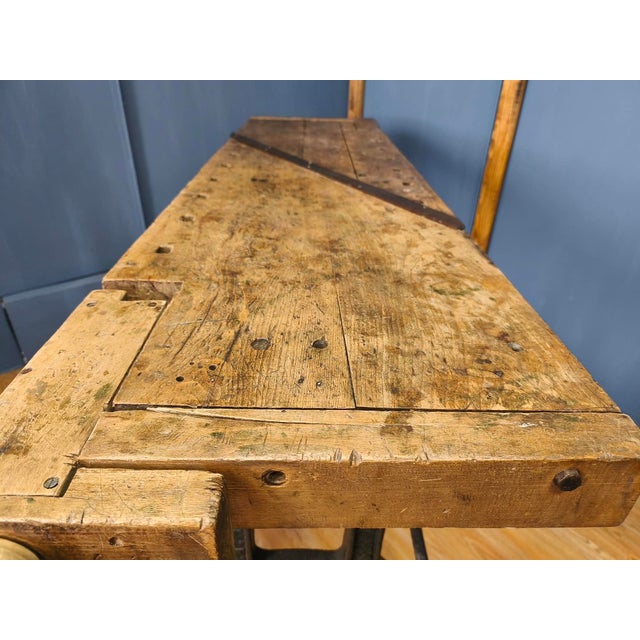 Carpenter's Planer Bench with Cast Iron, 1920s For Sale - Image 17 of 18