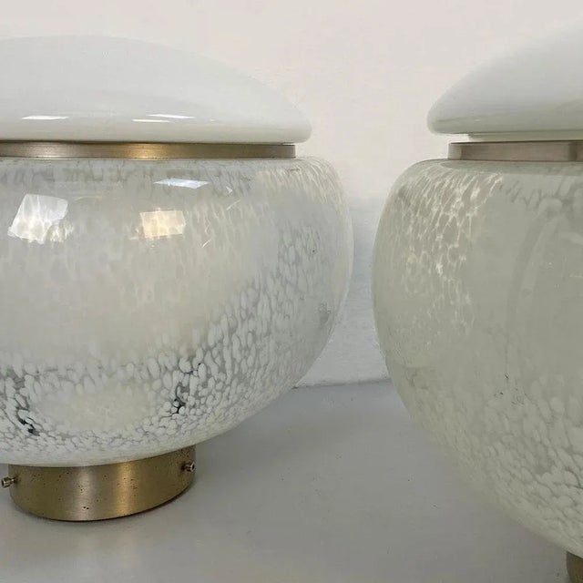 Mid-Century Italian Modern Murano Glass & Steel Table Lamps, 1960s, Set of 2 For Sale - Image 6 of 15