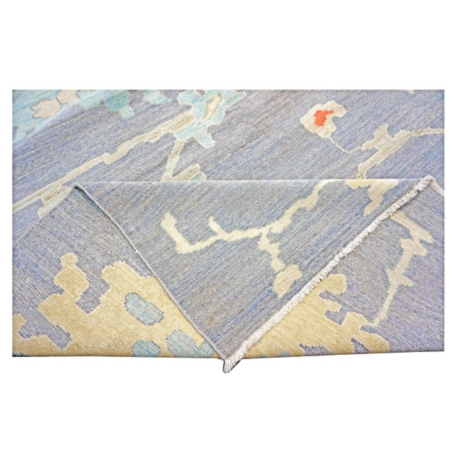 21st Century Turkish Oushak 12X16 Grey, Ivory, Orange & Slate Blue Handmade Area Rug #1144179 For Sale - Image 12 of 13
