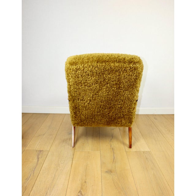 1970s Vintage Olive Long Hair Loft Lounge Chair, 1970s For Sale - Image 5 of 12
