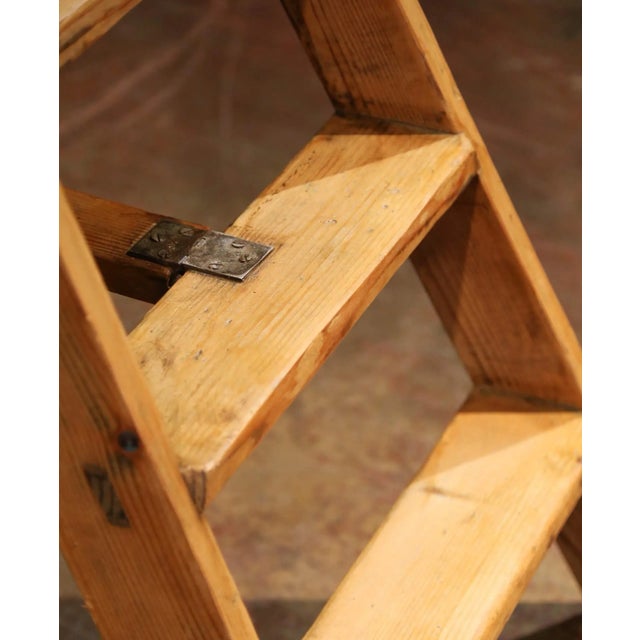 19th Century French Rustic Pine Folding Six-Step Ladder For Sale - Image 4 of 8