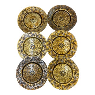 Vintage Beaded Amber Chargers - Set of Six For Sale