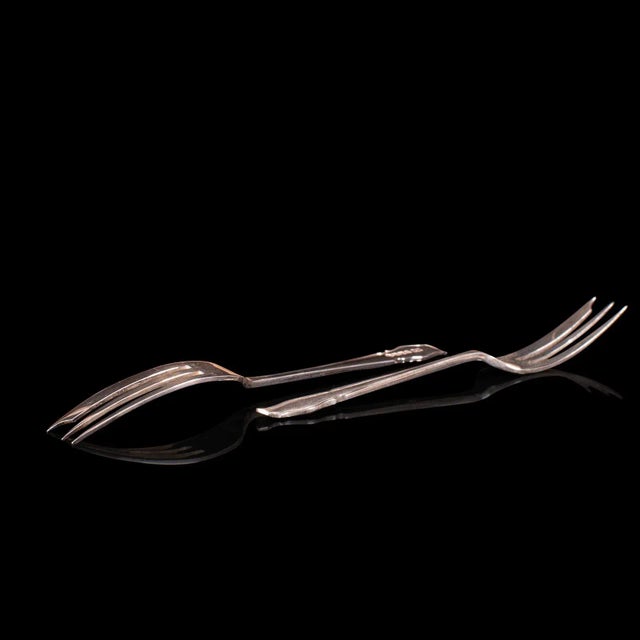 1935 Vintage Art Deco Silver English Cake Forks - Set of 12 For Sale - Image 4 of 13