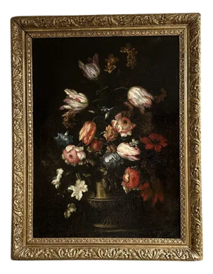 Francesco Caldei / Francecso Mantovano, Vase of Flowers, 1600s, Oil on Canvas, Framed