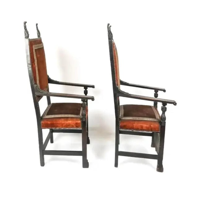 Pair of Carved Jacobean Armchairs For Sale In Tampa - Image 6 of 11