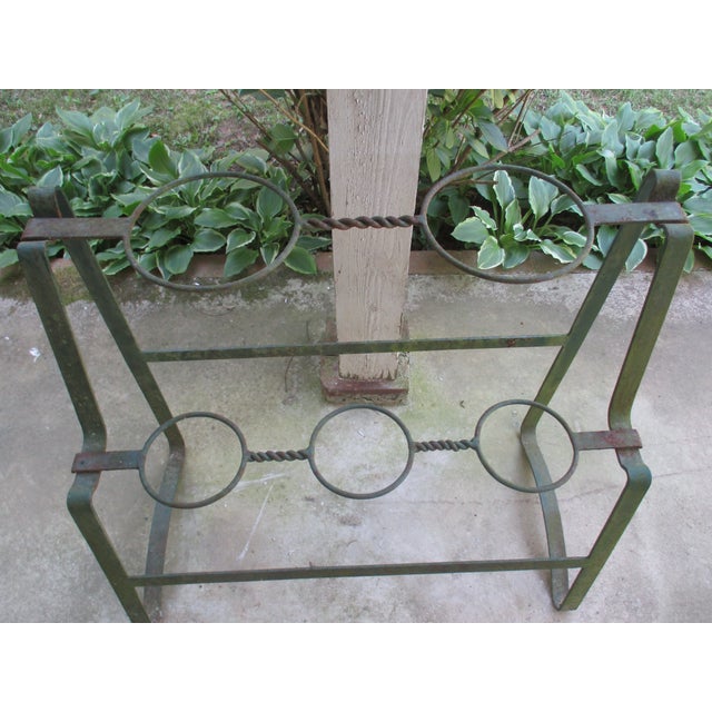 This is a Fabulous! Antique French Victorian Wrought Iron Rare Two Tier 5 Pot Planter that has a Twisted Design Feature...