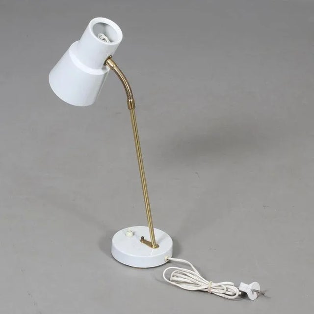 White and Brass Adjustable Table Lamps from EWÅ Värnamo, 1960s, Set of 2 For Sale - Image 4 of 7
