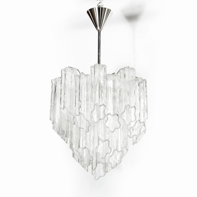 Mid-Century Modernist Hand-Blown Murano Angular Tronchi Glass Chandelier For Sale - Image 14 of 18