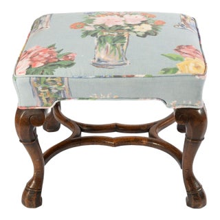 Late 19th Century Antique Walnut Stool With Hoof Feet For Sale