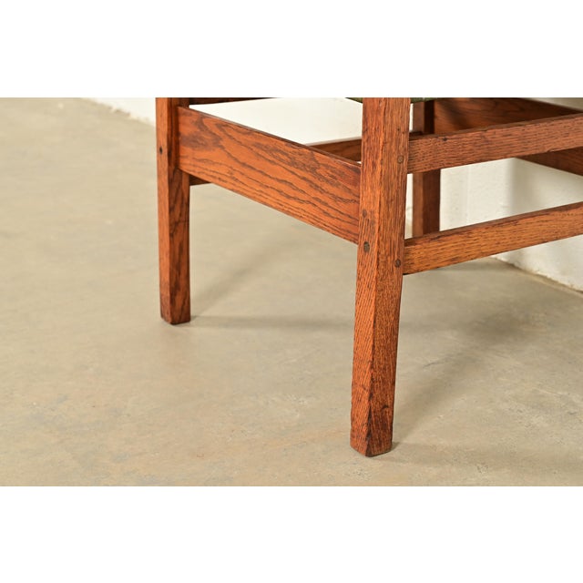 Gustav Stickley Antique Mission Oak Arts & Crafts Ladder Back Armchair, Circa 1910 For Sale - Image 11 of 14