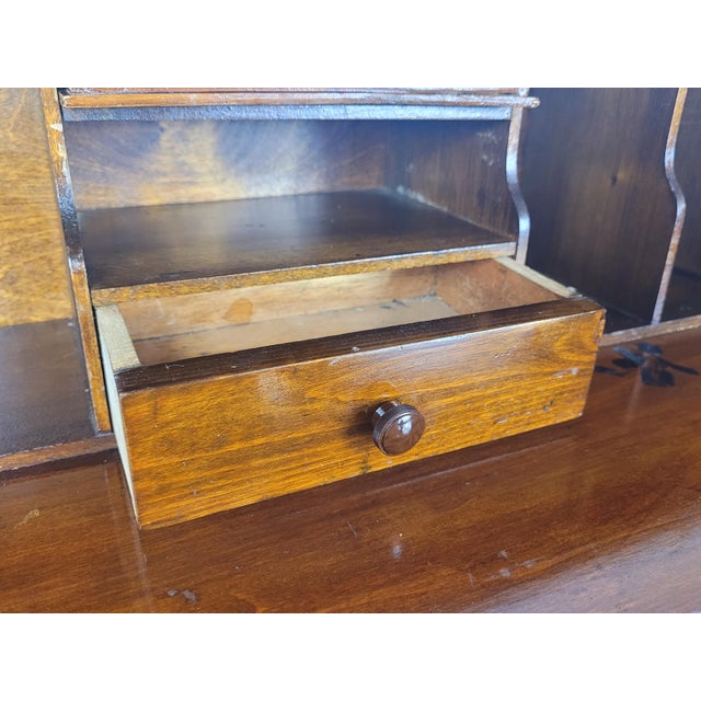 Vintage Secretaire in Teak and Leather, 1930s For Sale - Image 11 of 18