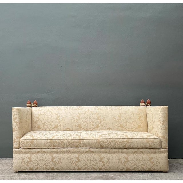 English Vintage Edward Ferrell Jacquard Fleur De Lys Knole Sofa For Sale - Image 3 of 13