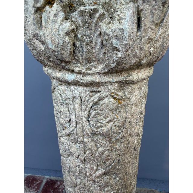 50s Classical Column Pedestal Concrete Stone Architectural Salvage Bird Bath Stand Vintage For Sale - Image 15 of 18