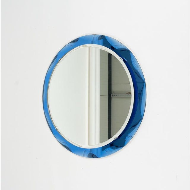 Mid-Century Modern Round Wall Mirror with Blue Frame, 1970s For Sale - Image 11 of 14
