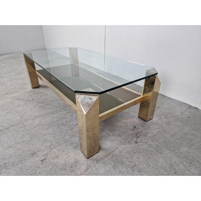 Metal Vintage Golden Coffee Table, 1970s For Sale - Image 7 of 12