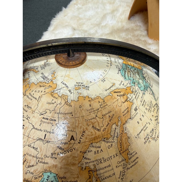 Tom Torrens Replogle World Floor Globe on Cast Metal Stand For Sale - Image 12 of 12
