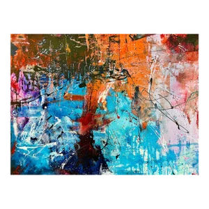 Abstract Painting on Canvas "Beauty Walks the Razor's Edge" Signed Arlene Carr