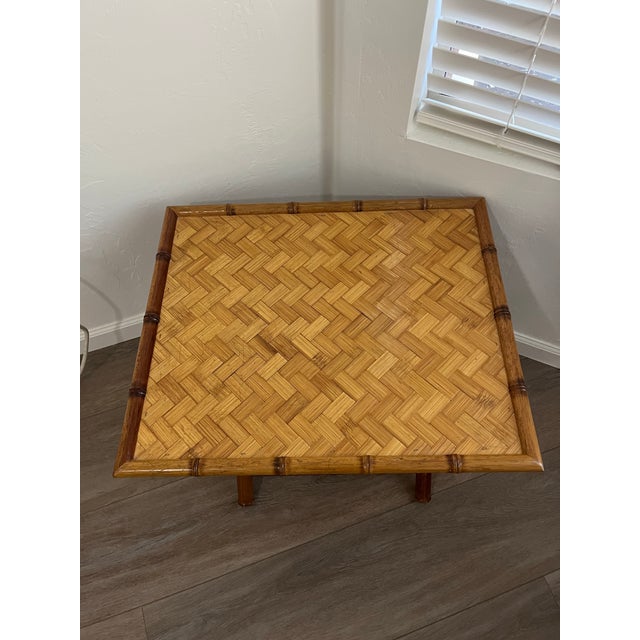 1970s 1970s Mid-Century Modern Handcrafted Rectangular Bamboo Serving Table With a Sturdy X-Base For Sale - Image 5 of 12