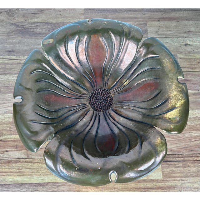 Vintage Walker Foundry Hollywood Regency Style Aluminum Gold Decorated Dogwood Table with Glass For Sale In Charlotte - Image 6 of 11