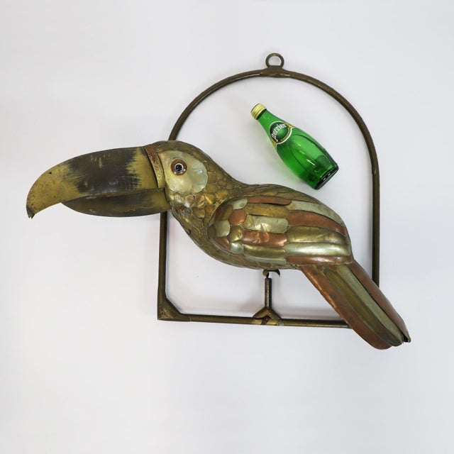 1960s Big Size Sergio Bustamante Sculpture of Toucan on Hanging Perch For Sale - Image 9 of 17