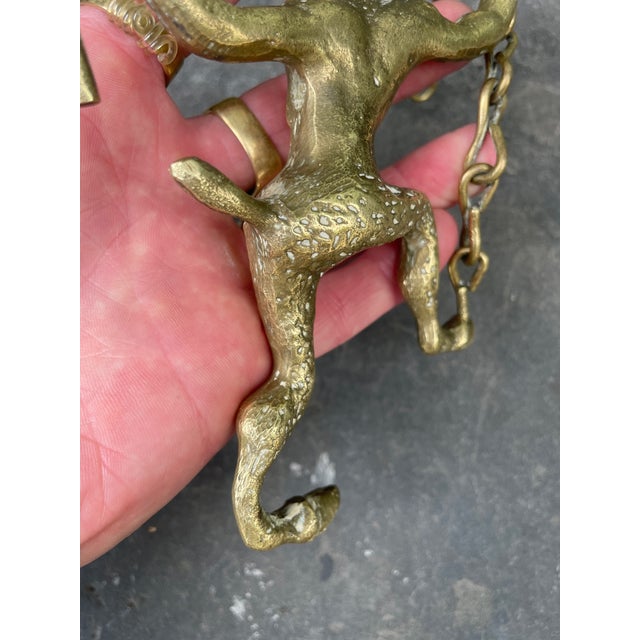 1900s Victorian-Era Solid Brass Satyr/Devil Fireplace Damper/Flue-Pull For Sale - Image 4 of 7