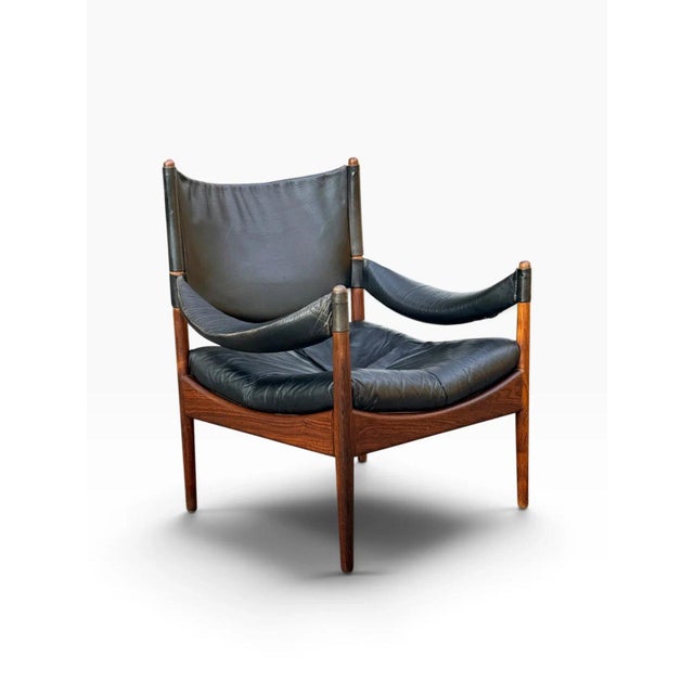 Mid-Century Modern Kristian Vedel Modus Lounge Chair for Søren Willadsen | Rosewood & Black Leather | Denmark 1960s For Sale - Image 3 of 18