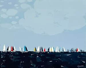 "Regatta" Modern Original Oil Painting, by Jennifer Hohlfelder