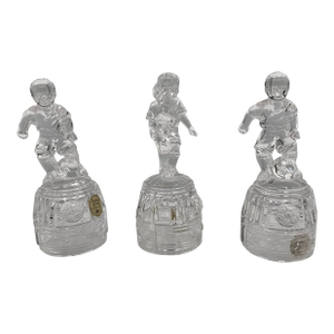 Vintage German Princess House Clear Crystal Soccer Player Figurines Set of 3