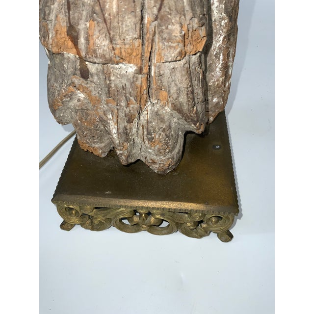 18th Century European Polychrome Carving Figure Mounted as a Lamp For Sale - Image 9 of 11