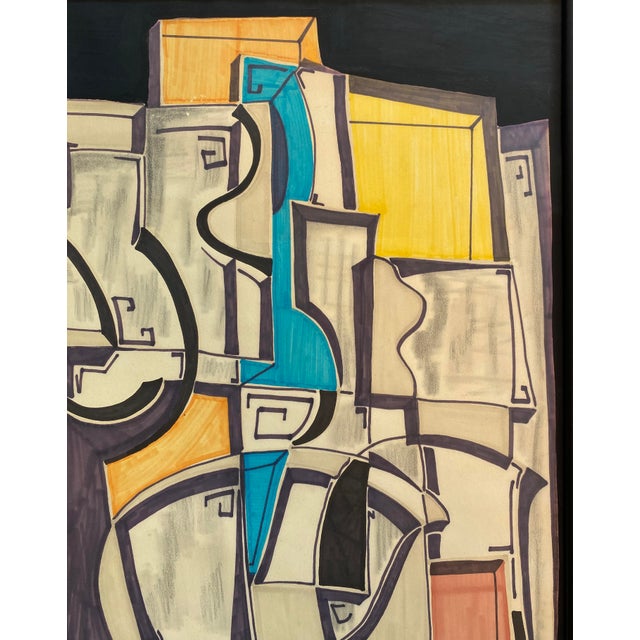 Cubist Abstract Composition, Marker & Graphite on Paper, Signed J. Forneris For Sale In Miami - Image 6 of 6
