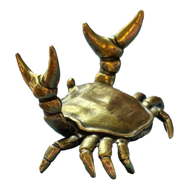 Small Brass Helpful Crab Pencil Holder For Sale
