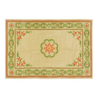 Vintage Chinese Art Deco Hand Knotted Wool Rug, 4'x5'9 For Sale