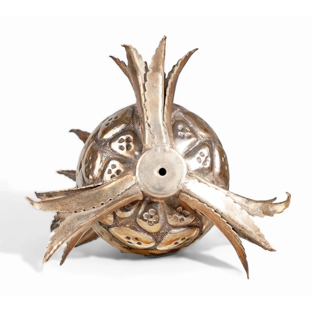 Metal Mid-20th Century Modern Gilt Brass Decorative Pineapple Sculpture/Newel Post, Italy For Sale - Image 7 of 8