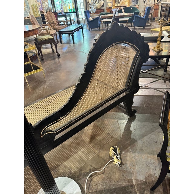 Wood 19th C. British Colonial Carved Ebony Chaise For Sale - Image 7 of 10