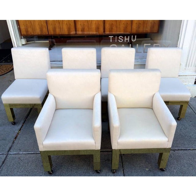 A set of six cityscape dining chairs by Paul Evans for Directional, circa 1970s. The set consists of two armchairs model...