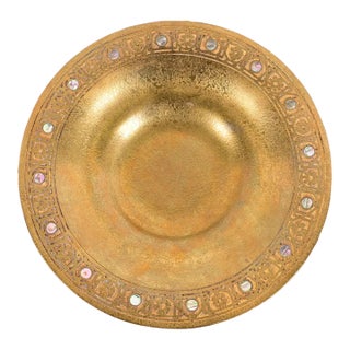 Tiffany Studios New York Bronze Doré Bowl With Abalone Inlay For Sale