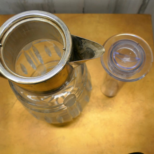 Silver Mid 20th Century Lidded Silverplate & Crystal Pitcher For Sale - Image 8 of 13