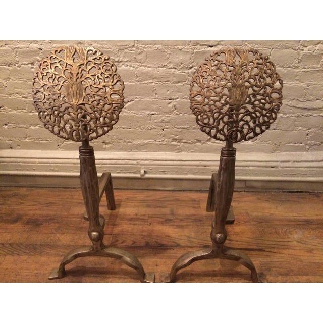 Arts & Crafts Ernest Gimson Style Arts & Crafts Andirons - a Pair For Sale - Image 3 of 6
