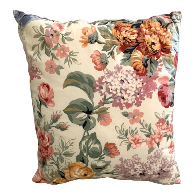 Vintage Decorative Pillow Custom Made With Retired Ralph Lauren Allison Floral Fabric For Sale