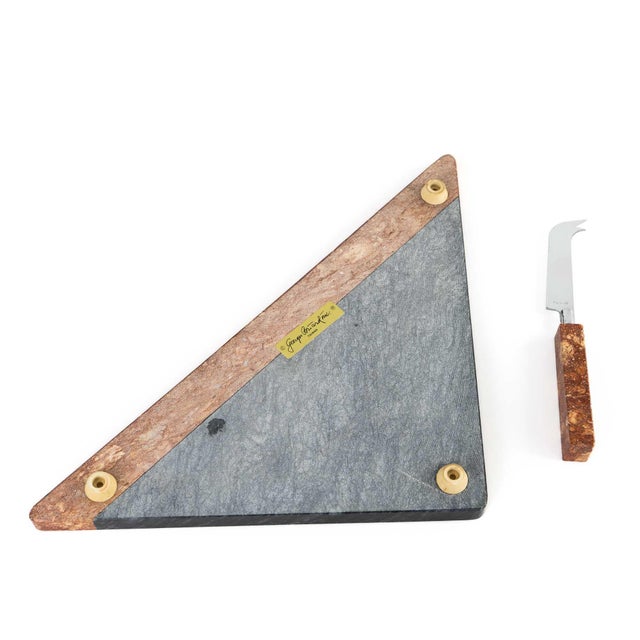 Vintage Georges Briard Triangular Marble Cheese Board & Knife For Sale - Image 14 of 14